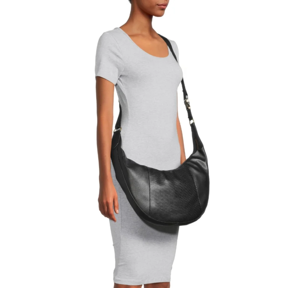 Women's Faux Leather Black Marcella Hobo Handbag, NEW WITH TAG